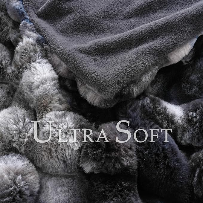 BENVWE Fluffy Faux Fur Throw Blanket for Couch, Soft Plush Thick Cozy Fuzzy Luxury Minky Bubble Blanket for Home Living Room Decor Gift for Women, Tie-dye Grey, 50" x 60", 1100GSM-Ruum Studio Home