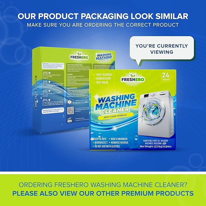 Washing Machine Cleaner Tablets – 25-Pack Deep Cleaning for Front Loader, Top Load & HE Washers – Helps Remove Odor-Causing Residues, Pet Hair & Hard Water Buildup – Septic Safe-Ruum Studio Home