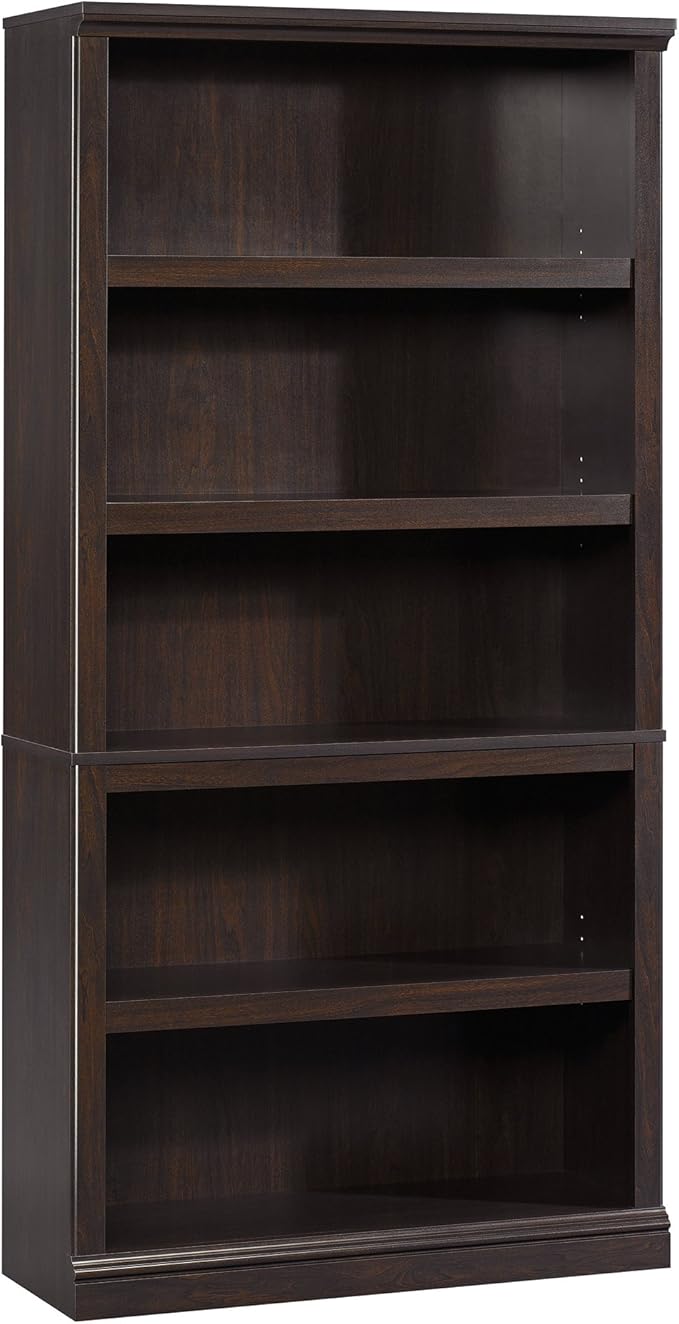Sauder Miscellaneous Storage 5 Bookcase/Book Shelf, L: 35.28" x W: 13.23" x H: 69.76", Jamocha Wood-Ruum Studio Home