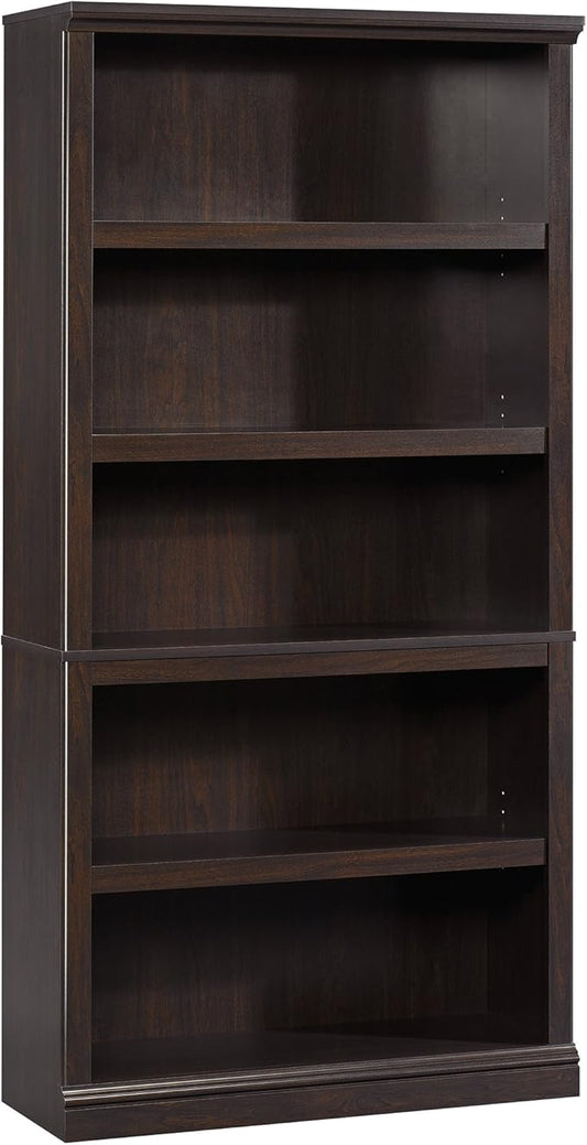Sauder Miscellaneous Storage 5 Bookcase/Book Shelf, L: 35.28" x W: 13.23" x H: 69.76", Jamocha Wood-Ruum Studio Home