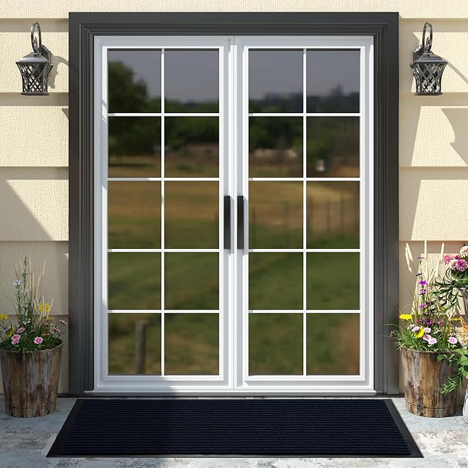 Yimobra Front Door Mat Outdoor Indoor Entrance, 100% Waterproof All-Season All Weather Doormat, Welcome Matt Outside Entry, Non Slip, Low Profile, Heavy Duty Patio Porch Floor Mats,47 x 24,Navy Blue-Ruum Studio Home