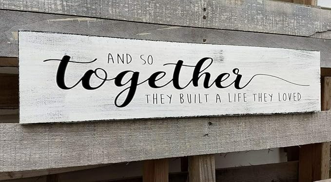 Together They Built A Life They Loved Sign 4x16 Inch, Farmhouse Signs for Home Decor and So They Built A Life They Loved Rustic Signs Wall Decor Love Sign Love Decor for Bedroom-Ruum Studio Home