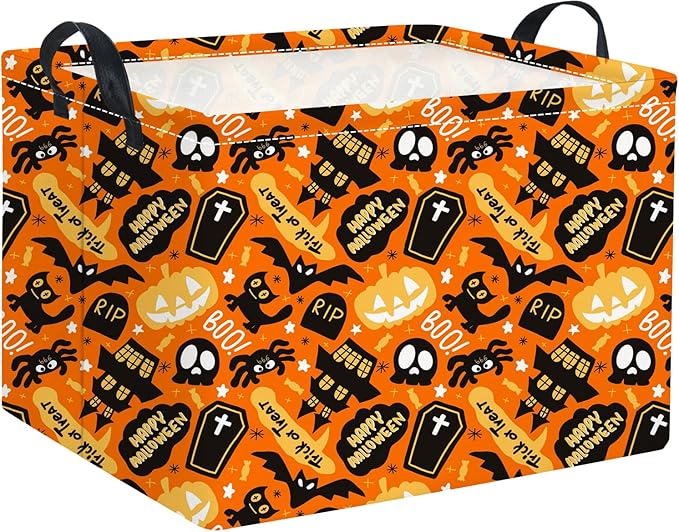 HIYAGON Rectangular Halloween Basket for Boys and Girls Kids Trick or Treat Pumpkin Basket for Halloween Parties Cute Storage Bin Organizer Box Room Decor(Spider Halloween)-Ruum Studio Home