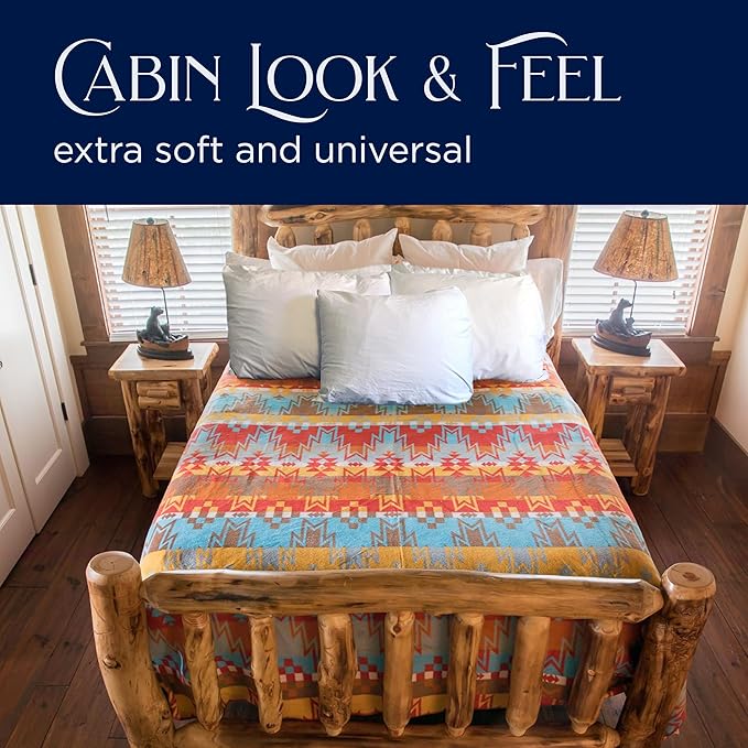 Beacon Blankets Southwestern Wigwam Native American Design Throw - 90" x 90" Blanket Only - Premium Plush Blanket Can be Used for Queen or King Size Bed-Ruum Studio Home