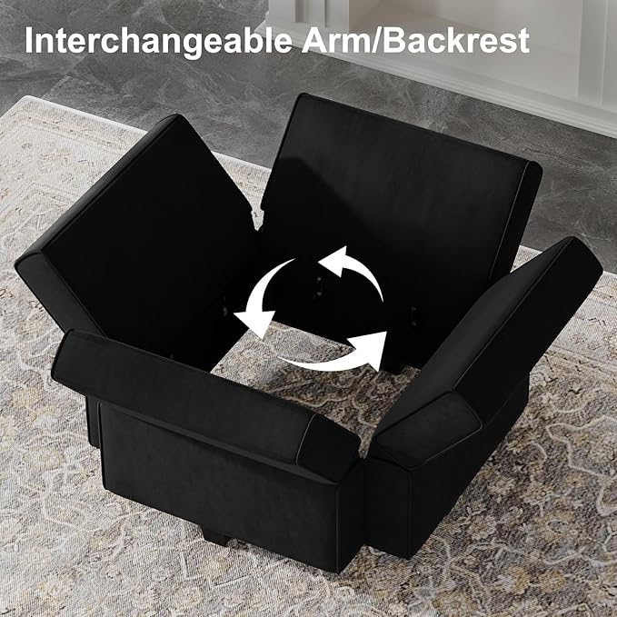 Belffin Modular Loveseat Sofa Couch with Storage Seats Velvet 2 Seater Love Seats for Small Spaces Black-Ruum Studio Home