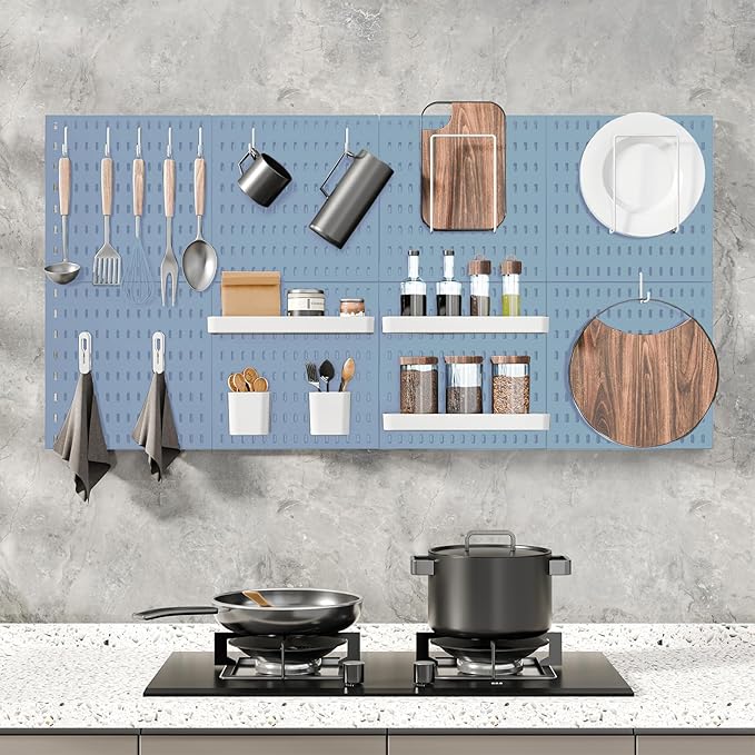 Pegboard Combination Kit, 25.2" x 25.2" Wall Mounted Storage Set with 4 Pegboards & 20 Accessories Hanging, Peg Boards Organizer-Ruum Studio Home