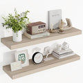 36 Inch Floating Shelves, 3D Textured Wood Grain, 36"x9.25"x1.5" Inch Deep Floating Shelves for Wall, Wooden Shelves for Bathroom, Bedroom, Living Room, Vintage White Oak-Ruum Studio Home