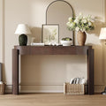 55" Sofa Table with Oval Top and 2 Drawers, Entryway Console Table with Fluted Design for Hallway,Foyer,Entry and Living Room (Fully Assembled-Espresso)-Ruum Studio Home