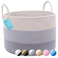 OrganiHaus Large Laundry Basket, Woven Cotton Rope Basket for Blankets, Toy Storage, Nursery Hamper, Living Room Decor Organizer, Soft & Durable Hamper with Handles, 20x13 inches - Gray-Ruum Studio Home