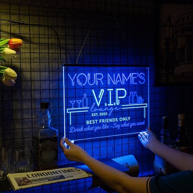 Personalized Bar Signs with Your Name for home wall light up with personalized pub name, man cave accessories, beer themed neon customizable lighted sign-Ruum Studio Home