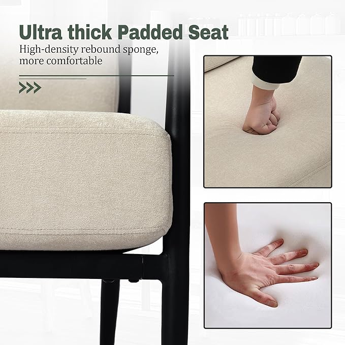 Modern Accent Chairs Set of 2 for Living Room Bedroom Mid Century Arm Chairs Upholstered Office Accent Chairs Comfy Waiting Room Chairs with Metal Frame, Beige-Ruum Studio Home