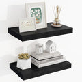 16 Inch Floating Shelves, 16"x9.25"x1.5" Inch Deep Floating Shelves for Wall, Wooden Shelves for Bathroom, Bedroom, Living Room, Black-Ruum Studio Home