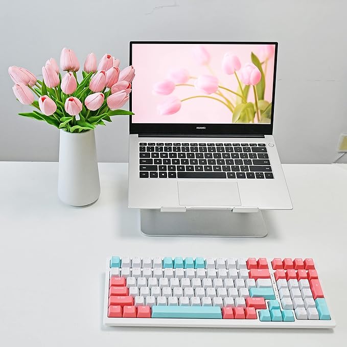 Mandy's Artificial Tulips 20 Stems Light Pink PU Faux Flowers for Wedding Home Decor 13.5 Inch-Ruum Studio Home