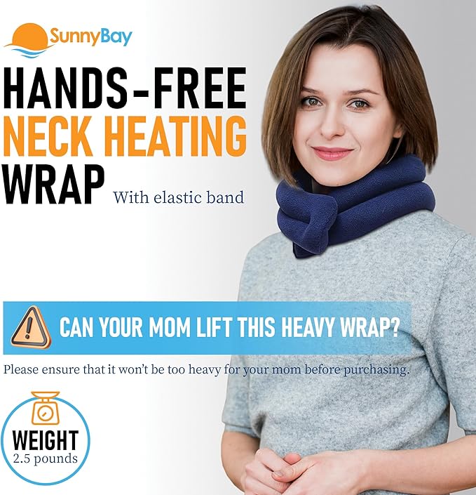 SunnyBay XL Microwave Heating Pad, Microwavable Heated Neck and Shoulder Wrap, Hands-Free Weighted Moist Hot or Cool Pack, Soft Fleece Cover and Flaxseed Filling, 30 Inch Extra-Long Length, Navy-Ruum Studio Home