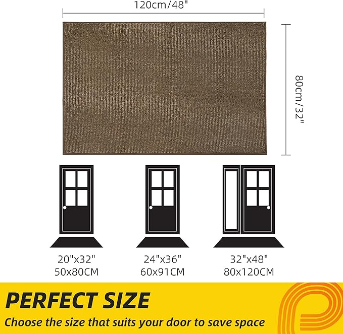 JSEI Dirt Trapper Door Mat 32"x48" Non-Slip Washable Entrance Mat, Dog Doormats, Absorbent & Fade-Resistant Floor Mats, Low Profile Welcome Mats for Entryway, Front Door, and Inside Entrance, Brown-Ruum Studio Home