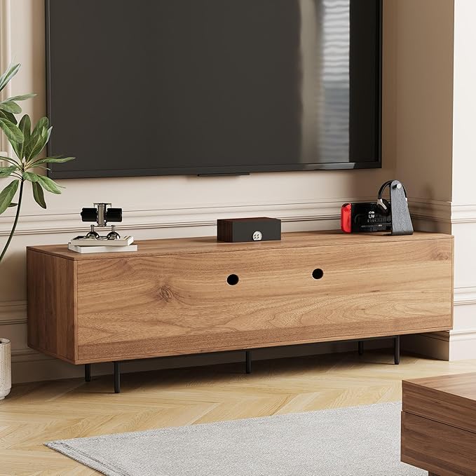 Mid Century Modern TV Stand for 70 Inch TVs, 70.87" Walnut Console with Ample Storage – Stylish Entertainment Center for Living Room or Bedroom-Ruum Studio Home