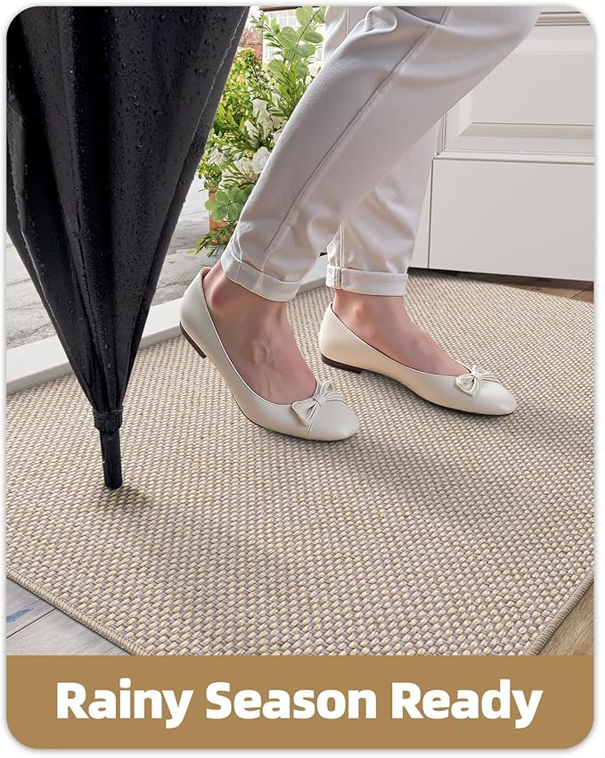 Color&Geometry Front Door Mat Indoor 26"x95", Ultra Non Slip Rubber Backed Dirt Trapper, Low Profile Thin washable, Easy Clean Entry Entryway Rug Door Mat Indoor Entrance, Khaki (Rolled-up NO Creases)-Ruum Studio Home