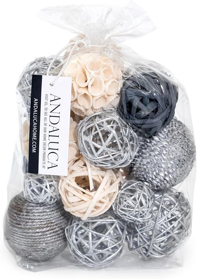 ANDALUCA Decorative Balls Bag Bowl Filler Home Decor (Silver)-Ruum Studio Home