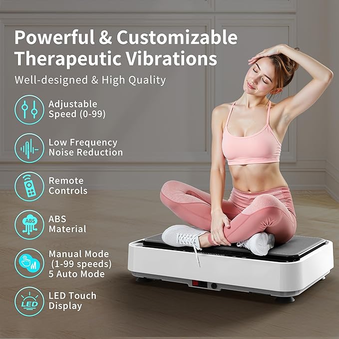 Vibration Plate Exercise Machine, Whole Body Workout Power Vibrate Fitness Platform Vibration Plate for Lymphatic Drainage, Home Training Equipment for Weight Loss & Toning-Ruum Studio Home