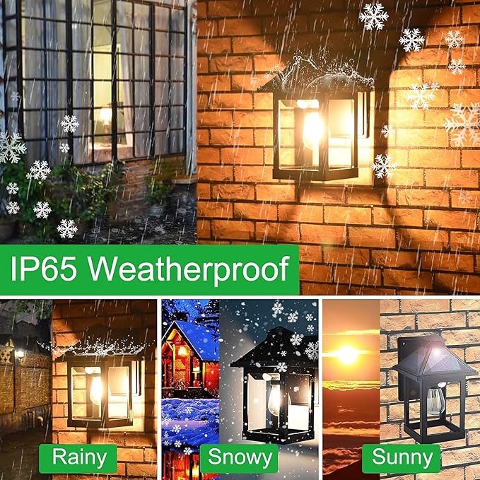 2 Pack Solar Wall Lanterns Outdoor with 3 Modes, Dusk to Dawn Motion Sensor LED Sconce Lights IP65 Waterproof, Exterior Front Porch Security Lamps Wall Mount Patio Fence Garage Decorative-Ruum Studio Home