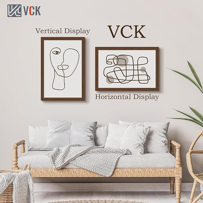 VCK 16x24 Picture Frame 3 Pack, Brown Wood Poster Frame with Exclusive Wood Grain, Wall Mounting Hanging-Ruum Studio Home