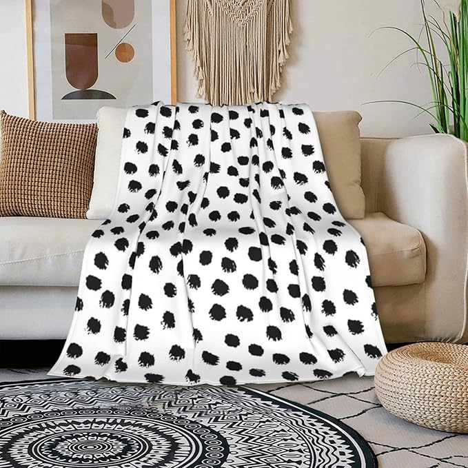 HGOD DESIGNS Polka DotsBlanket, Super Soft Brush Strokes Dots Throw Blanket 50"x60" Blanket for Bed Couch Chair Fall Winter Camping Living Room Office-Ruum Studio Home