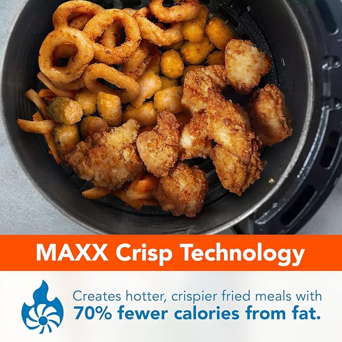 PowerXL Air Fryer 7 QT Maxx Classic, Extra Hot Air Fry, Cook, Crisp, Broil, Roast, Bake, High Gloss Finish, Nonstick, Black-Ruum Studio Home