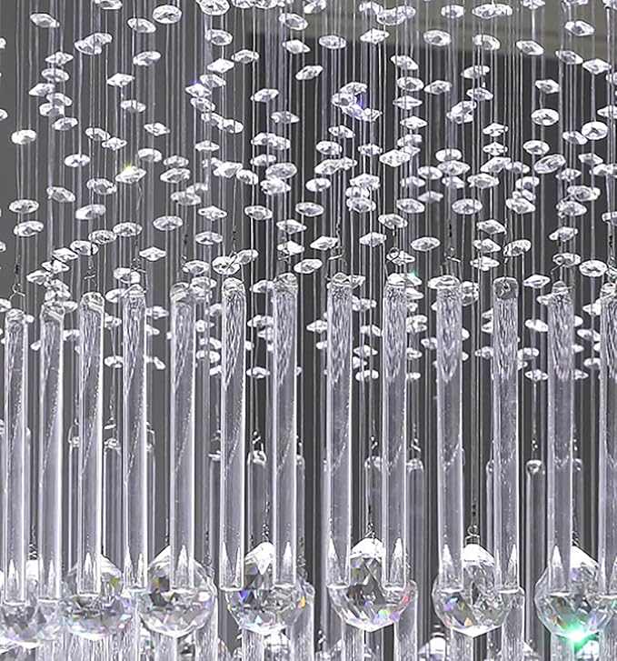 Flashing God D32 x H79'' Modern Crystal Chandelier for High Ceiling Large Foyer Chandeliers Large Raindrop Chandelier for Foyer Living Room Entryway Staircase Villa-Ruum Studio Home
