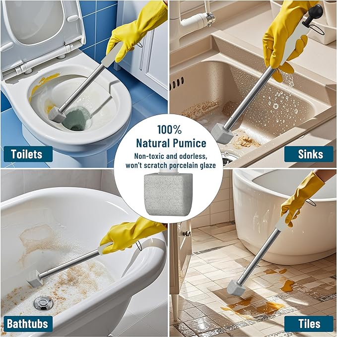 Pumice Stone for Toilet Cleaning,16.14In Extra Long Handle Toilet Pumice Stone Toilet Bowl Cleaner Brush Toilet Scrubber for Toilets Bathtubs Grills Sinks-Ruum Studio Home