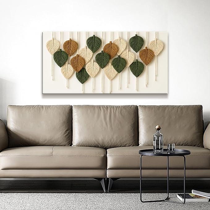 Boho Wall Art Chic Home Wall Art Modern Bohemian Feather Canvas Wall Art Decor For Apartment Dorm Living Room Bedroom Nursery Backdrop 20"W X 40"L Ready To Hanging-Ruum Studio Home