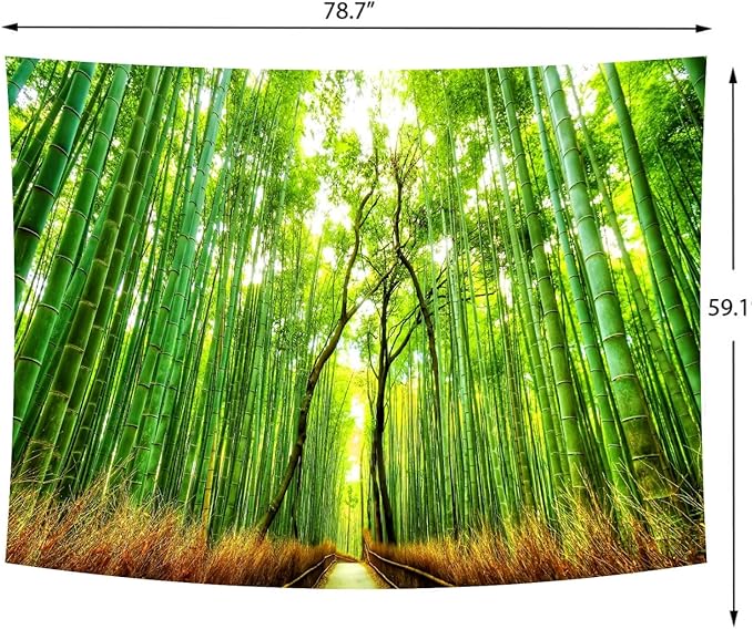 Delur Forest Pathway Tapestry Sunset Tropical Rainforest Nature Tree Tapestry Wall Hanging Sunrise Scenic Natural Green Landscape Headboard for Bedroom Living Room Home Decor (59.1" x 78.7")-Ruum Studio Home