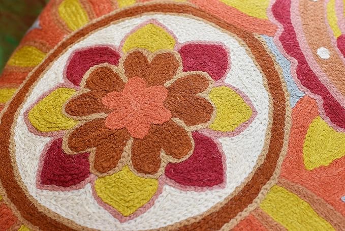 Soft Turquoise Hand Embroidered Floral Pillow Cover Flower Pillows Loral Outdoor Pillowcase Suzani Cushions Flower Chair Cushion Hand Embroidered Wool Size 18x18-Ruum Studio Home