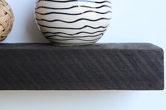 Urban Legacy Reclaimed Barnwood Planks | Floating Shelves for Wall w/Flush Mount Shelf Bracket Set Included | Set of 2 (Coffee Bean, 18"x 4.5"x 2")-Ruum Studio Home
