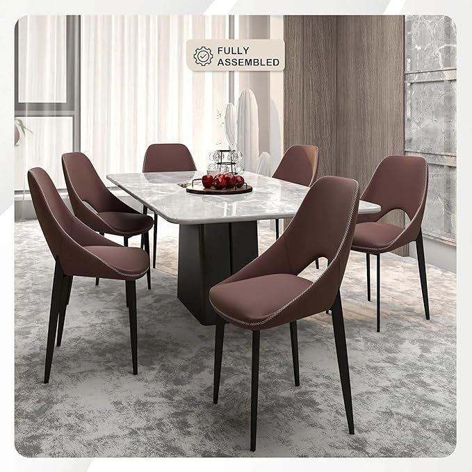 LeisureMod Amalfi Upholstered Fabric Dining Chair – Modern Side Chair with Iron Legs, Mid-Century Accent Chair for Dining Room or Kitchen-Ruum Studio Home