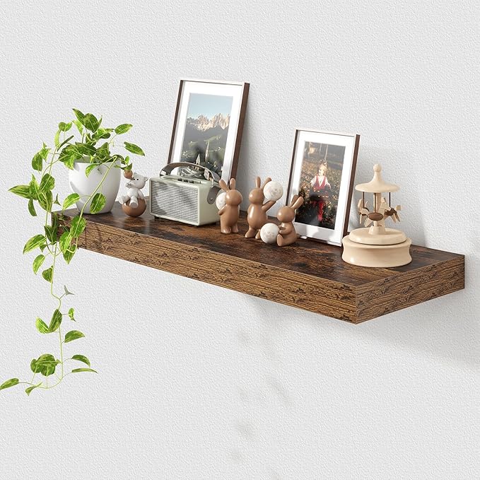 Deep Floating Shelves for Wall | 36 Inch Wide x 12 Inch Deep Floating Shelves | 36W x 12D Rustic Wood Wide Wall Shelves | Bookshelf Laundry Shelf TV Shelf-Ruum Studio Home