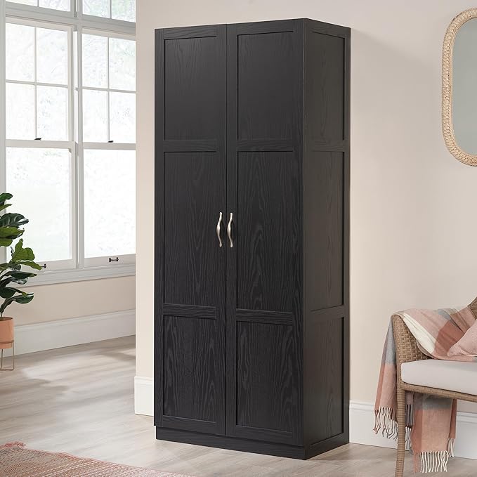 Sauder Tall Storage Cabinet, Black, 4 Adjustable Shelves, Multi-Room Use-Ruum Studio Home