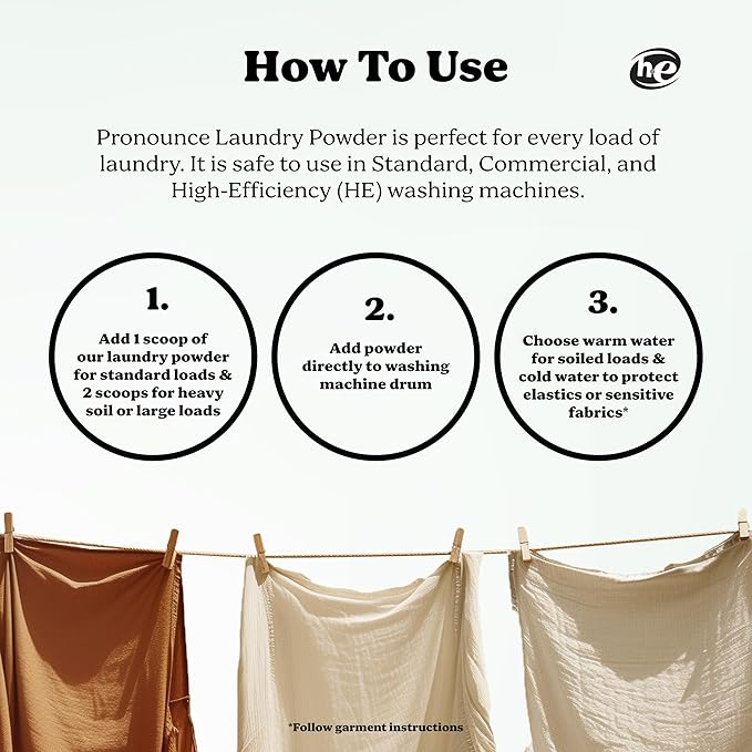 Pronounce Laundry Detergent Powder Alternative | Non-Toxic, Eco-Friendly, Natural for Sensitive Skin, Eczema, and Babies. Stain + Smell Fighting. HE Safe (Peppermint, 120 Loads)-Ruum Studio Home