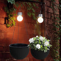 Hanging Baskets for Plants Outdoor - 2 Pack Black Plastic Solar Flower Pots with Drainage Holes & Removable Saucer, Self-Watering Hanging Planters for Garden, Porch, Balcony, Patio-Ruum Studio Home