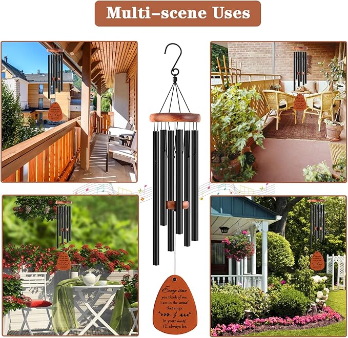 Sympathy Wind Chimes, Memorial Wind Chimes for Loss of Loved One, Sympathy/Memorial/Bereavement/Condolence Funeral Gifts in Memory of a Loved One Mother Father, 30" Wooden-Ruum Studio Home