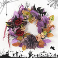 GarveeHome 18 Inch Halloween Wreath, Halloween Garland with Artificial Roses & Spiders, Indoor Outdoor Holiday Accent Decoration for Front Door Porch Wall Home Party Window, Red & Purple-Ruum Studio Home