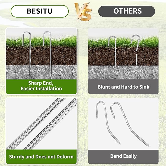 12 inch Stakes Heavy Duty 100-Pack J Hook Metal Fence Stake for Dogs Digging Tent and Outdoor Decorations Inflatables Rebar Metal Spikes for Ground-Ruum Studio Home