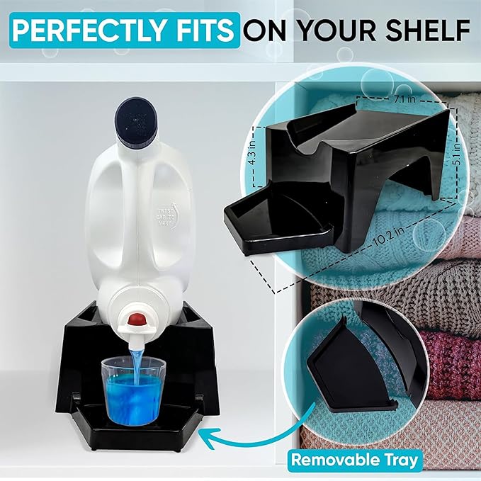 TidyFriend 2 Pack Laundry Detergent Dispenser with Tray & Strap, Laundry Soap Dispenser with Non-Slip Rubber Feet for Washing Room Organization, Easy Pour (Black)-Ruum Studio Home