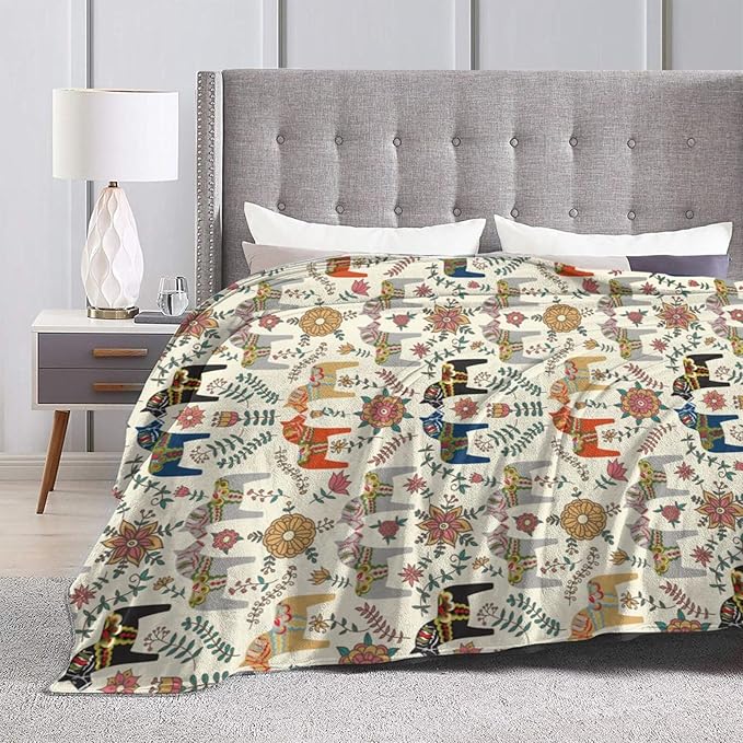 Swedish Dala Horses Throw Blanket Soft Fleece Blanket Men Women Gift for Kids Boys Girls for Party Couch Sofa Bed Deco Blankets 50x40-Ruum Studio Home