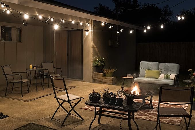 Enbrighten LED Bistro Outdoor String Lights, 48ft, 24 Shatter Resistant Lifetime Bulbs, 2200K Warm White, Weather Resistant, Indoor/Outdoor, Commercial Grade, Perfect for Backyard, Porch, Patio, 38357-Ruum Studio Home