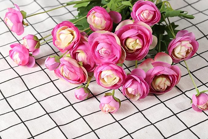 Artificial Silk Flowers Ranunculus Flower for Wedding Home Decoration 5 PCS Purple-Ruum Studio Home