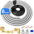 Dishwasher Installation Kit - 8 FT Stainless Steel Dishwasher Hose with 3/8" Compression Connections,Food Grade PEX Inner Tube Dishwasher Water Supply Line with Elbows,Adapters and 6 FT Power Cord-Ruum Studio Home