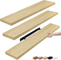 Sorbus Floating Shelves for Wall - 35 Inch Long Bathroom Shelves, Wall Decor for Bedroom, Kitchen, Living Room & Book Storage - Mounted Floating Shelf with Invisible Brackets (Maple Wood, 3 Pack)-Ruum Studio Home