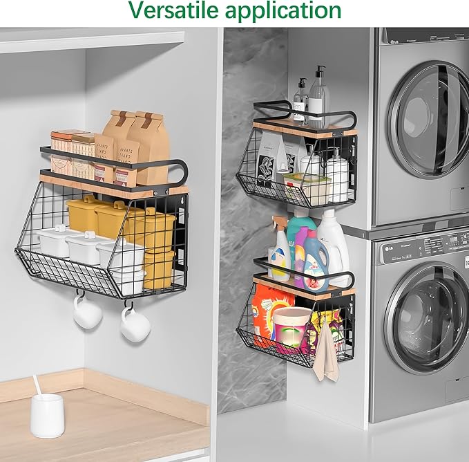 Magnetic Spice Rack for Refrigerator, Fruit, Potato & Onion Storage Bin,Large Capacity Magnetic Shelves for Side of Refrigerator, Kitchen Organizers and Storage Countertop,1 Pack Black-Ruum Studio Home
