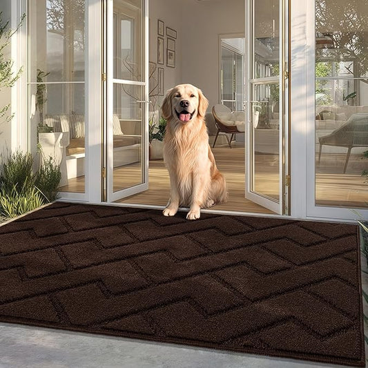 hicorfe Front Door Mat Outside Entrance,36"x59" Absorbent Muddy Dirt Resist Welcome Door Mats Outdoor Indoor,Stain and Fade Resistant,Non Slip Backing Entry Mat Doormat for Entryway(Coffee)-Ruum Studio Home