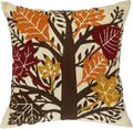 Alysheer Embroidered Fall Decorative Throw Pillow Cover 18"x 18", Boho Farmhouse Cottage Tufted Embroidery Pattern Cotton Canvas Orange Cushion Case for Sofa Couch Bed Living Room Decor(Maple Leaves)-Ruum Studio Home